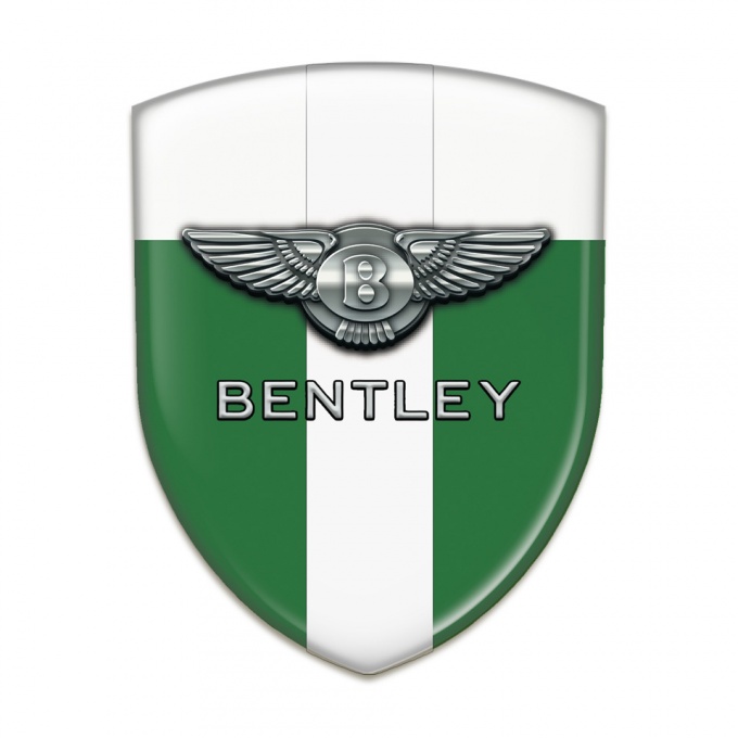 Bentley Self Adhesive Car logo Emblem Green White Base Chrome Logo 