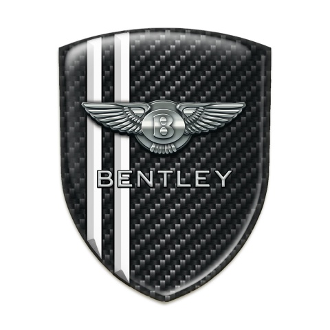 Bentley Silicone Emblem Black Fibers White Lines Decoration 
