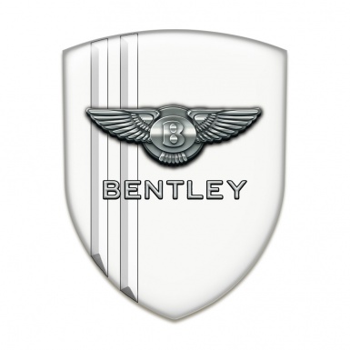 Bentley Emblem Badge Logo White Model with Chromed Logo 