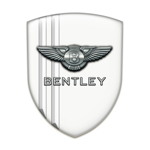 Bentley Emblem Badge Logo White Model with Chromed Logo 