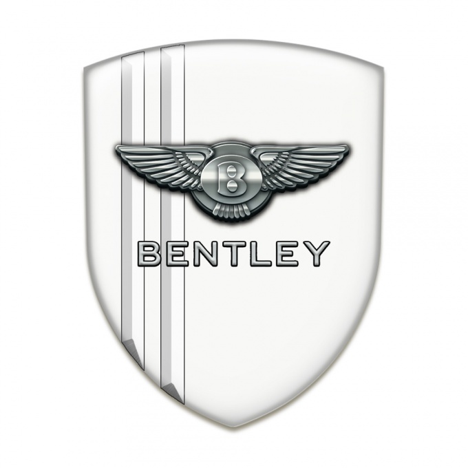 Bentley Emblem Badge Logo White Model with Chromed Logo 