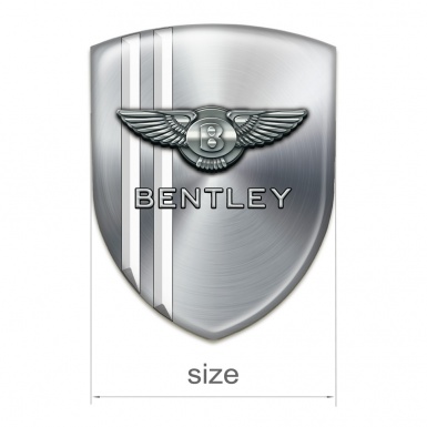 Bentley Self Adhesive Emblem Logo Silver with White Lines Model 