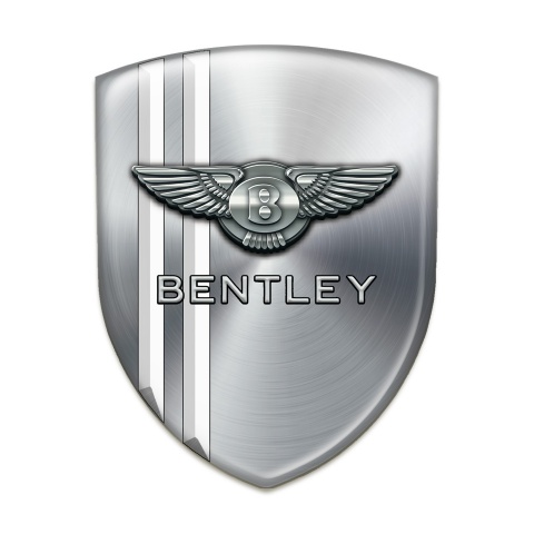 Bentley Self Adhesive Emblem Logo Silver with White Lines Model 