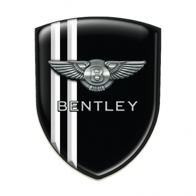 Bentley Domed Emblem Black with Wkite Lines Design 