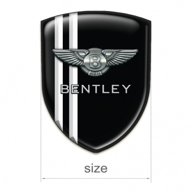 Bentley Domed Emblem Black with Wkite Lines Design 