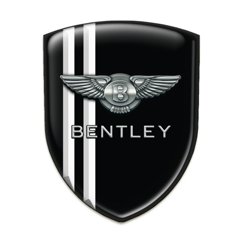 Bentley Domed Emblem Black with Wkite Lines Design 