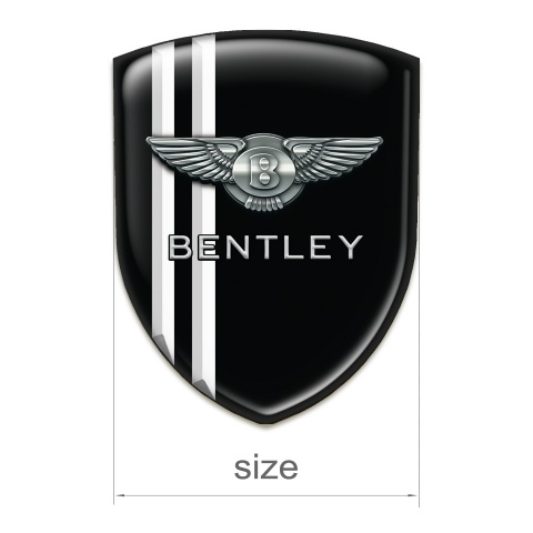 Bentley Domed Emblem Black with Wkite Lines Design 