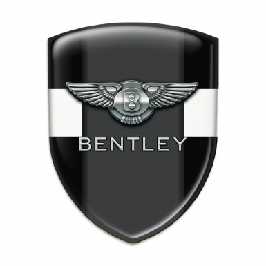 Bentley Emblem Badge Logo Black base White Band 