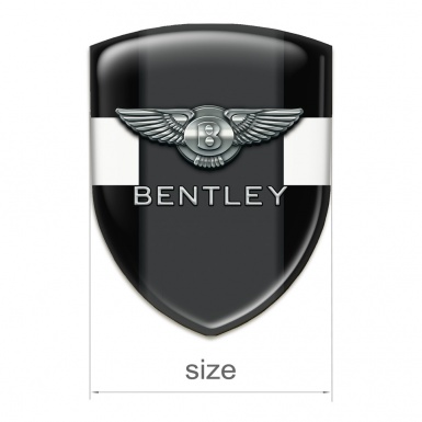 Bentley Emblem Badge Logo Black base White Band 