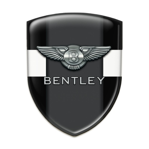 Bentley Emblem Badge Logo Black base White Band 