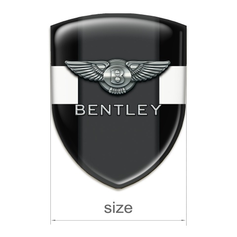 Bentley Emblem Badge Logo Black base White Band 