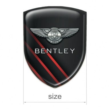 Bentley Domed Emblem Black Base with Red Diagonal Lines 