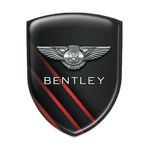 Bentley Domed Emblem Black Base with Red Diagonal Lines 