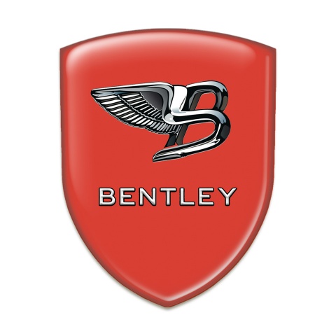Bentley 3D Gel Emblem Premium Quality Red Print Nickel Logo 
