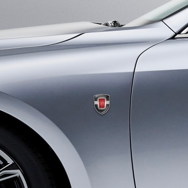 Fiat Domed Shield Emblem Carbon Red Logo