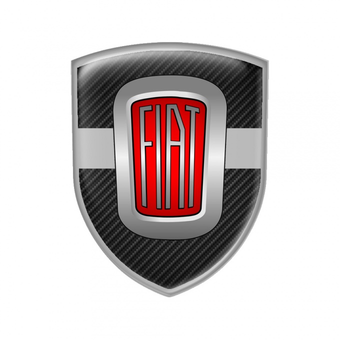 Fiat Domed Shield Emblem Carbon Red Logo