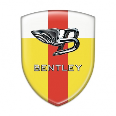 Bentley Car Accessories Badge Yellow White Base Red Ribbon 