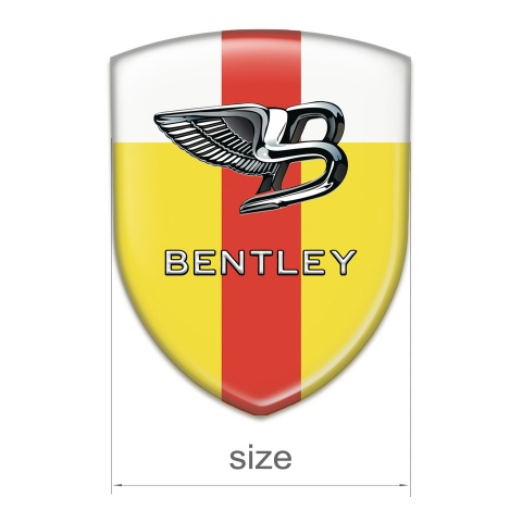 Bentley Car Accessories Badge Yellow White Base Red Ribbon 