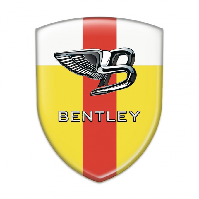 Bentley Car Accessories Badge Yellow White Base Red Ribbon 