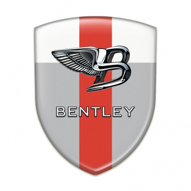 Bentley Self Adhesive Car logo Emblem Gray White Base with Red Ribbon 