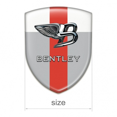 Bentley Self Adhesive Car logo Emblem Gray White Base with Red Ribbon 