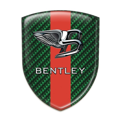 Bentley Emblem Badge Logo Green Carbon Red Ribbon 