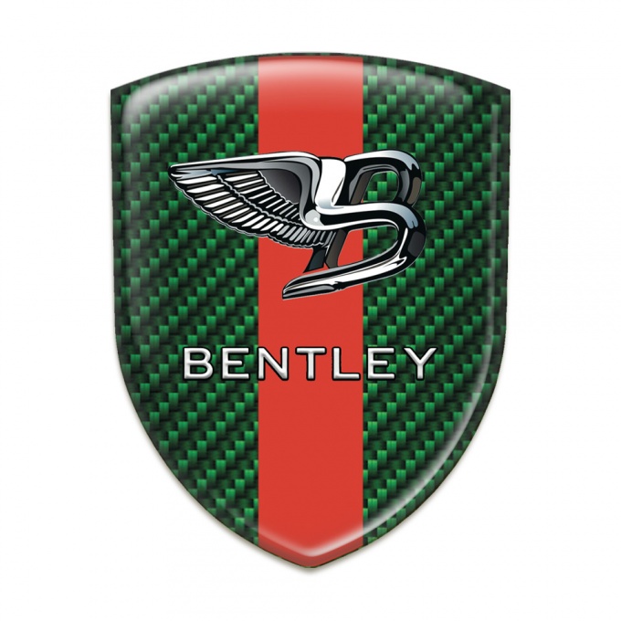 Bentley Emblem Badge Logo Green Carbon Red Ribbon 