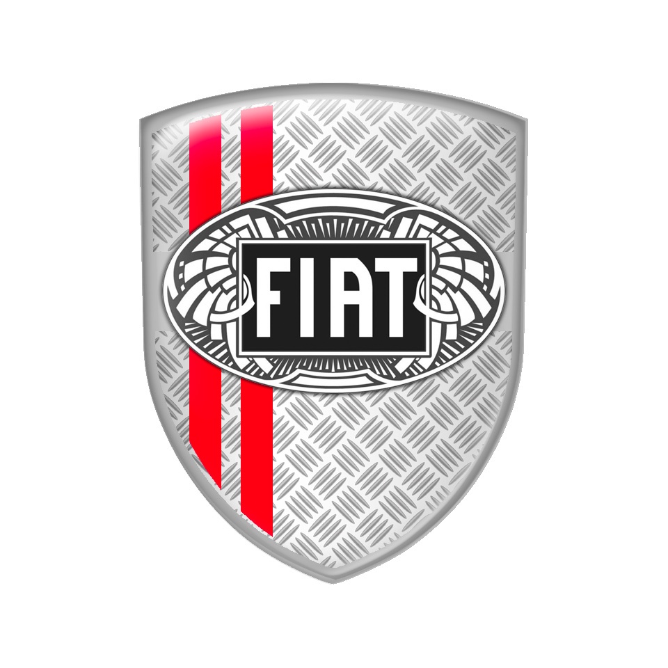 Fiat Silicone Sticker Emblem Steel Effect Old Logo, Domed Emblems, Stickers