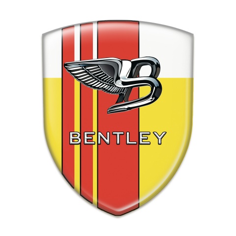 Bentley Self Adhesive Car logo Emblem Yellow White Version with Red Lines 