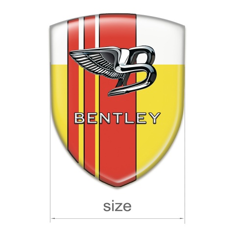 Bentley Self Adhesive Car logo Emblem Yellow White Version with Red Lines 