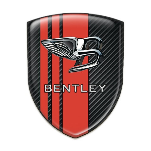 Bentley Silicone Car Decal Badge Black carbbon with Red Lines Version 
