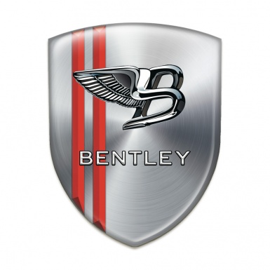 Bentley Auto Emblem Silver Print with Red Stripes Version 