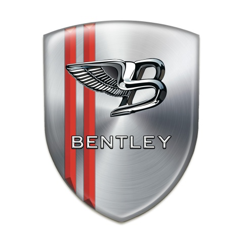 Bentley Auto Emblem Silver Print with Red Stripes Version 
