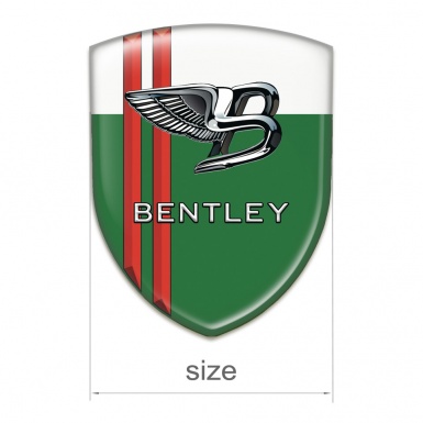 Bentley Self Adhesive Emblem Logo Green White with Red Stripes Type 