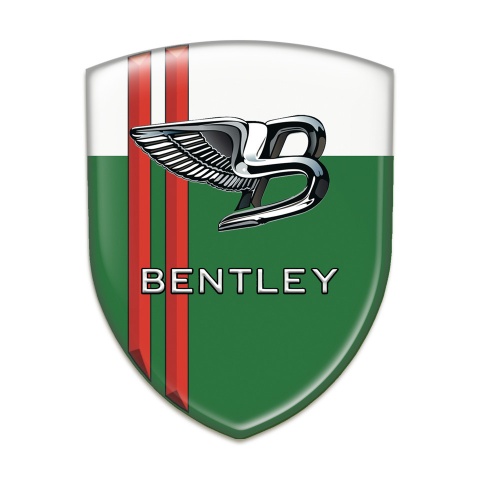 Bentley Self Adhesive Emblem Logo Green White with Red Stripes Type 