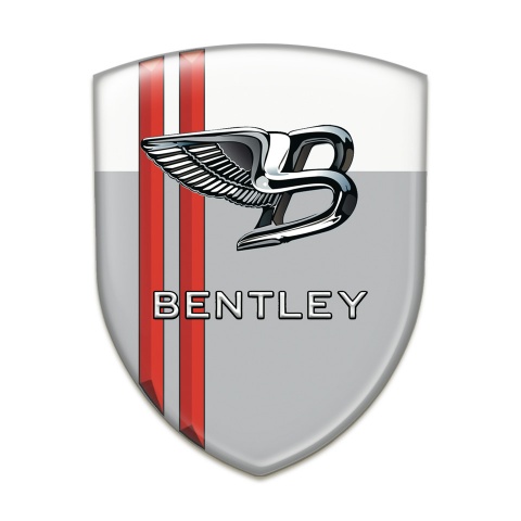 Bentley 3D Gel Emblem Gray White with Red Stripes Type 