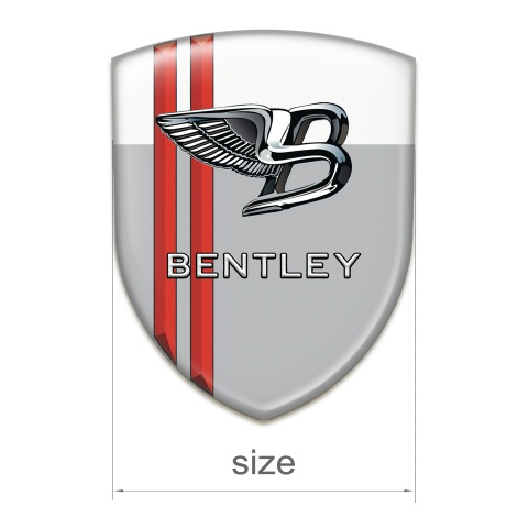 Bentley 3D Gel Emblem Gray White with Red Stripes Type 