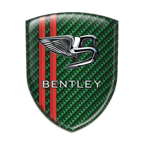 Bentley Self Adhesive Car logo Emblem Green Carbon with Red Stripes Type 