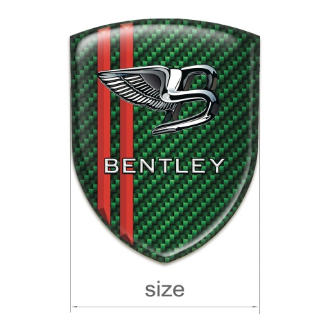 Bentley Self Adhesive Car logo Emblem Green Carbon with Red Stripes Type 