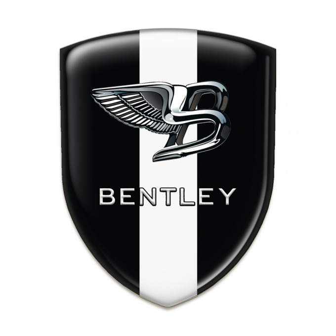 Bentley Emblem Badge Logo Black with White band Type 