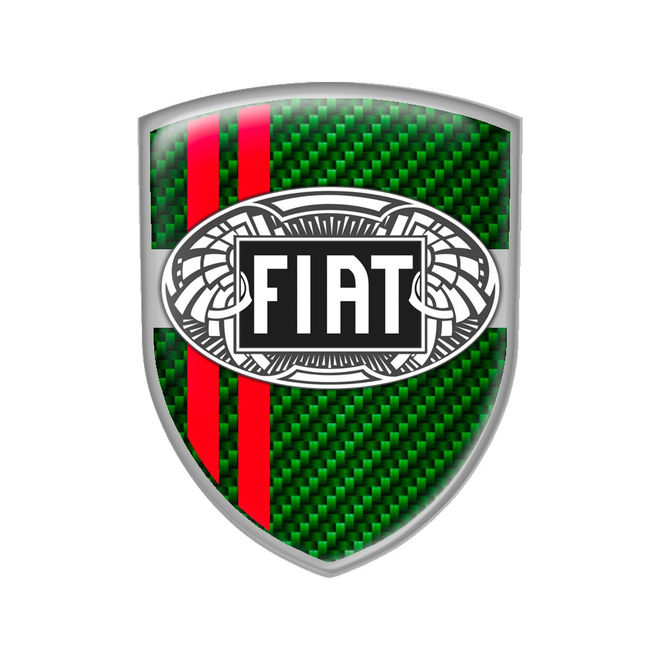 Fiat Silicone Sticker Emblem Green Carbon Old Logo, Domed Emblems, Stickers
