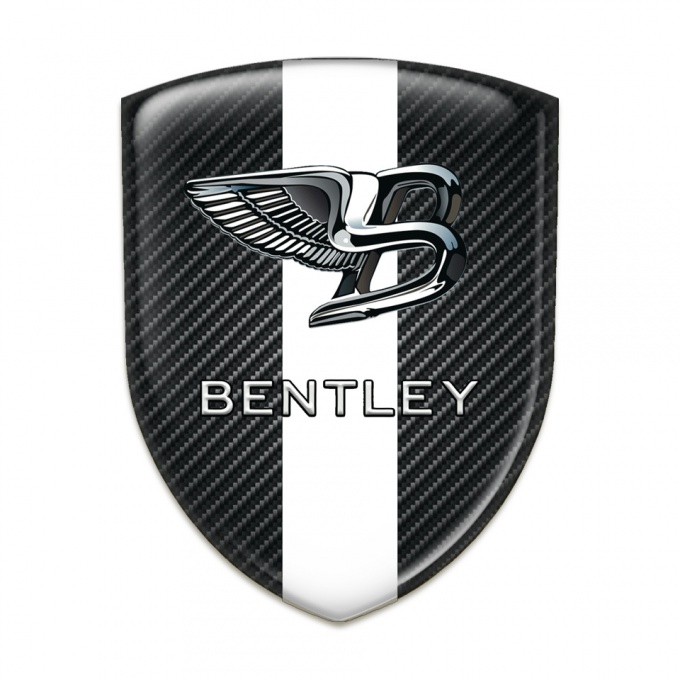 Bentley Silicone Car Decal Badge dark Carbon with White Band style 