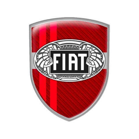 Fiat Silicone Sticker Emblem Red Carbon Old Logo