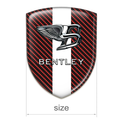 Bentley Logo Emblem Red carbon With White Ribbon Style 