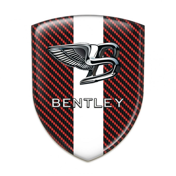 Bentley Logo Emblem Red carbon With White Ribbon Style 