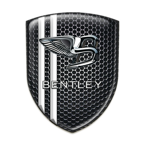 Bentley Self Adhesive Emblem Logo Perforated Steel with white Lines Edition 