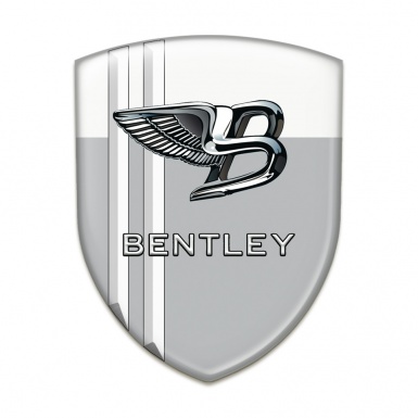 Bentley Self Adhesive Car logo Emblem Gray White base with White Lines Edition 