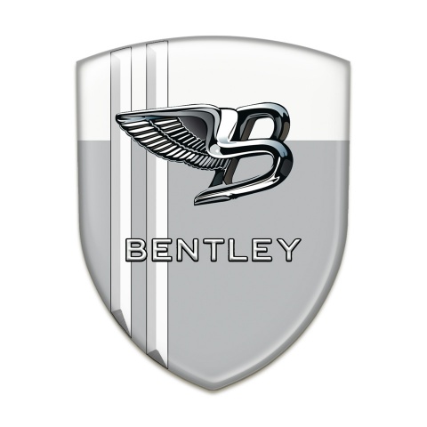 Bentley Self Adhesive Car logo Emblem Gray White base with White Lines Edition 