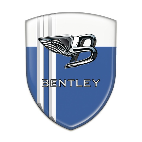 Bentley Silicone Car Decal Badge Blue White Base White Lines Style 