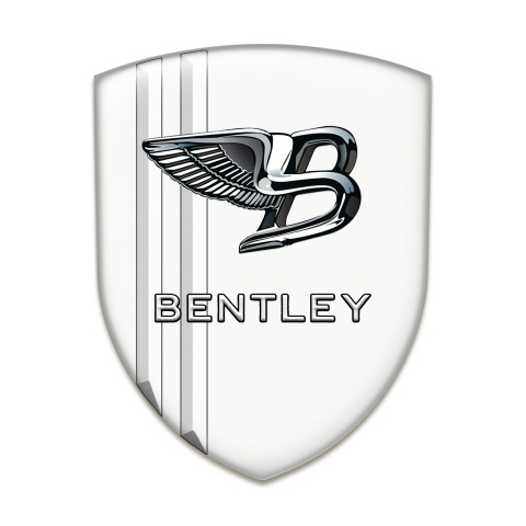 Bentley Auto Emblem White Base Nikel Effect Logo 